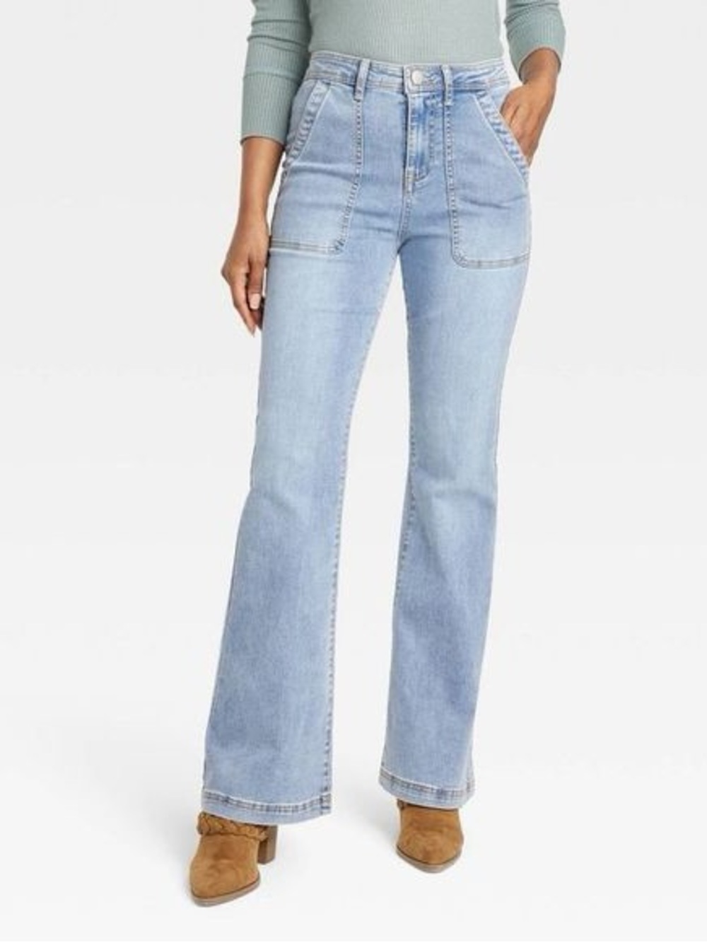 Knox Rose High-Rise Anywhere Flare Light Wash Jeans | Size 10